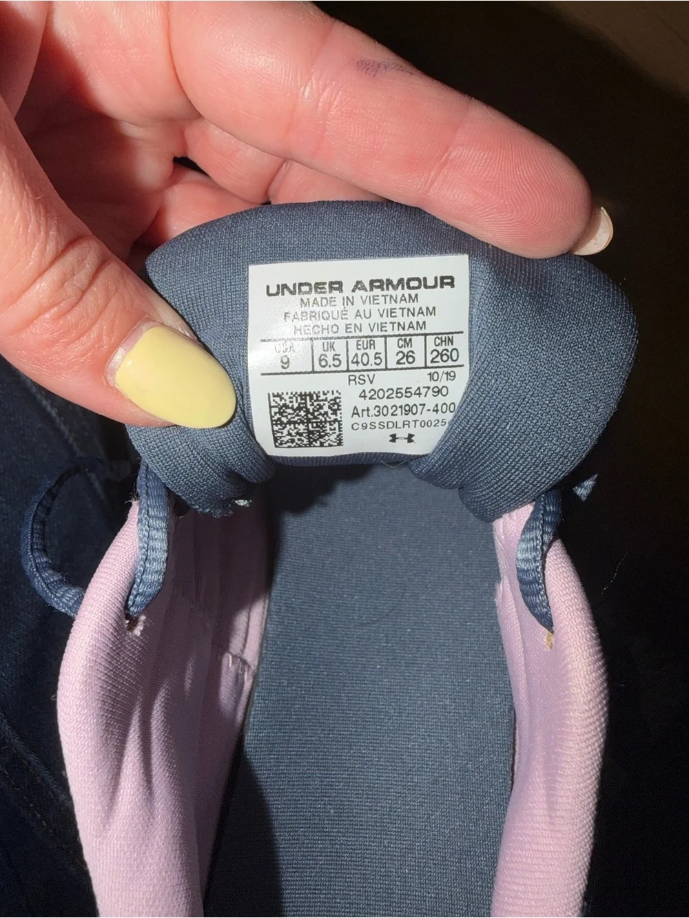 Under Armour Navy and Pink Women's Athletic Running Sneakers